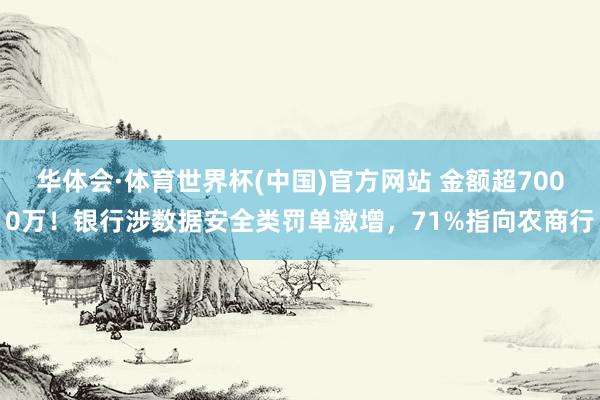 华体会·体育世界杯(中国)官方网站 金额超7000万！银行涉数据安全类罚单激增，71%指向农商行