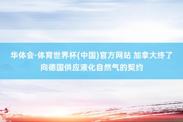 华体会·体育世界杯(中国)官方网站 加拿大终了向德国供应液化自然气的契约