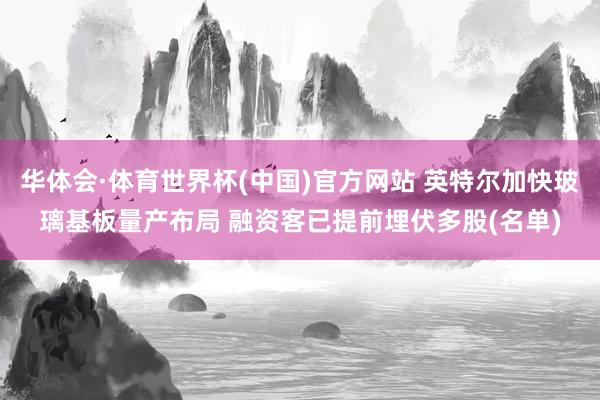 华体会·体育世界杯(中国)官方网站 英特尔加快玻璃基板量产布局 融资客已提前埋伏多股(名单)