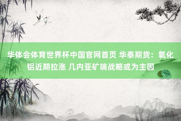 华体会体育世界杯中国官网首页 华泰期货：氧化铝近期拉涨 几内亚矿端战略或为主因