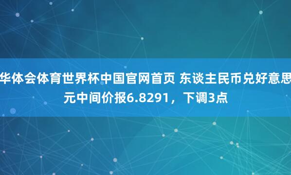 华体会体育世界杯中国官网首页 东谈主民币兑好意思元中间价报6.8291，下调3点