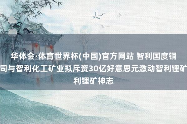 华体会·体育世界杯(中国)官方网站 智利国度铜业公司与智利化工矿业拟斥资30亿好意思元激动智利锂矿神志