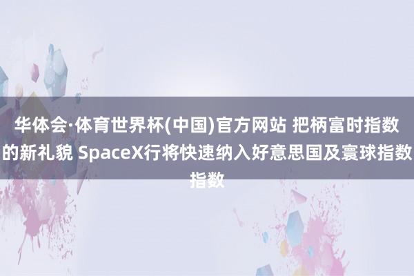 华体会·体育世界杯(中国)官方网站 把柄富时指数的新礼貌 SpaceX行将快速纳入好意思国及寰球指数