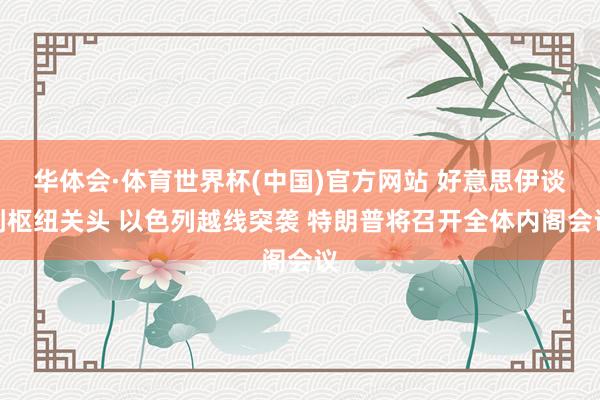 华体会·体育世界杯(中国)官方网站 好意思伊谈判枢纽关头 以色列越线突袭 特朗普将召开全体内阁会议