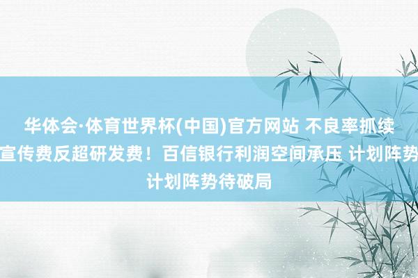 华体会·体育世界杯(中国)官方网站 不良率抓续攀升、宣传费反超研发费！百信银行利润空间承压 计划阵势待破局