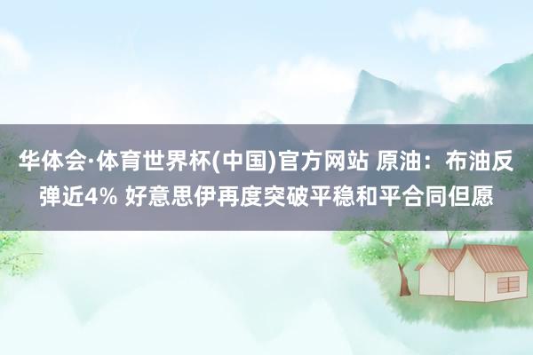 华体会·体育世界杯(中国)官方网站 原油：布油反弹近4% 好意思伊再度突破平稳和平合同但愿