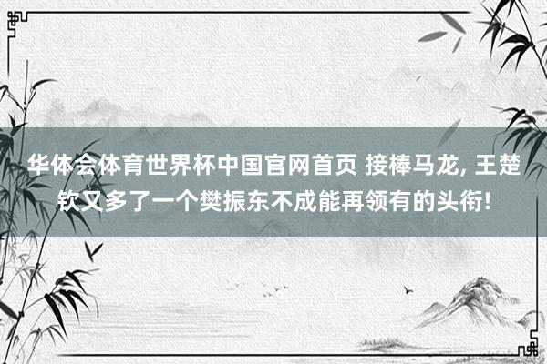 华体会体育世界杯中国官网首页 接棒马龙, 王楚钦又多了一个樊振东不成能再领有的头衔!
