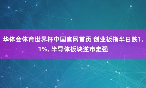 华体会体育世界杯中国官网首页 创业板指半日跌1.1%, 半导体板块逆市走强