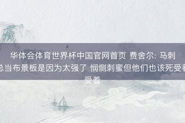 华体会体育世界杯中国官网首页 费舍尔: 马刺总当布景板是因为太强了 悯恻刺蜜但他们也该死受着