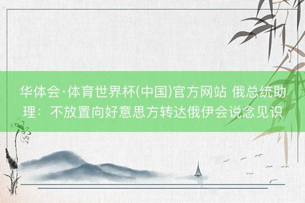 华体会·体育世界杯(中国)官方网站 俄总统助理:不放置向好意思方转达俄伊会说念见识