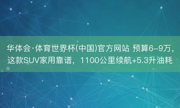 华体会·体育世界杯(中国)官方网站 预算6-9万，这款SUV家用靠谱，1100公里续航+5.3升油耗